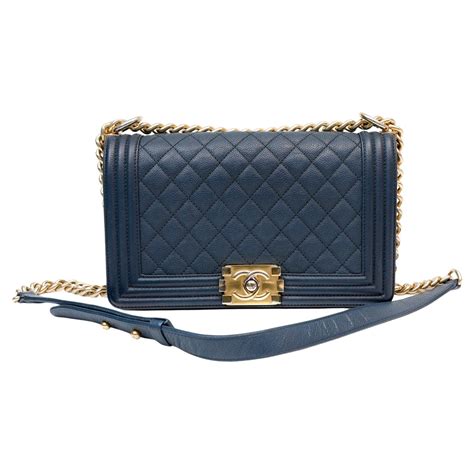 navy blue chanel boy bag|More.